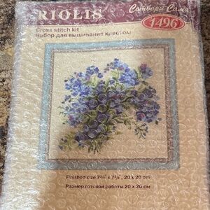 Blue Floral Cross Stitch Kit - Violet Bouquet